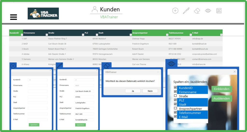 VBATrainer Excel VBA Kurs - Datenbank und Funktionen