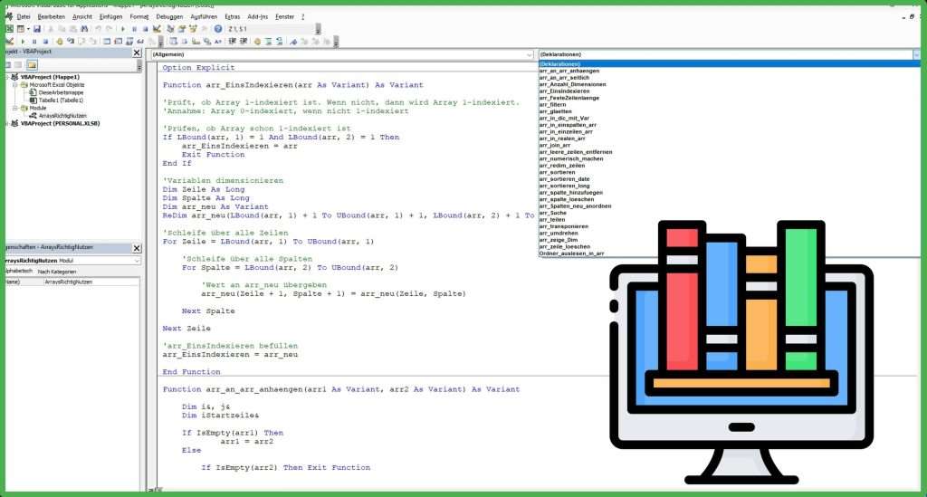 VBATrainer Excel VBA Onlinkurs - Array Bibliothek