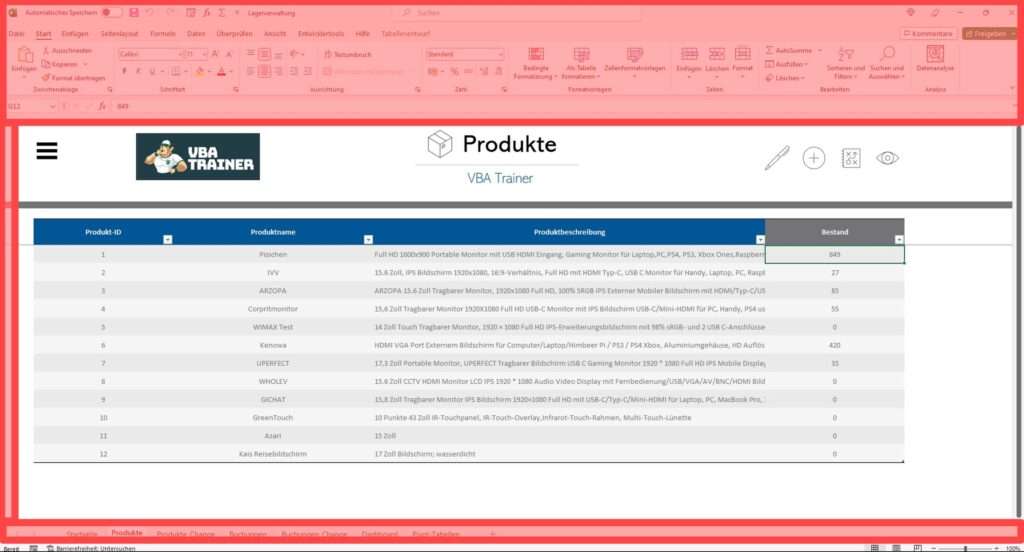 Excel VBA Interface ausblenden