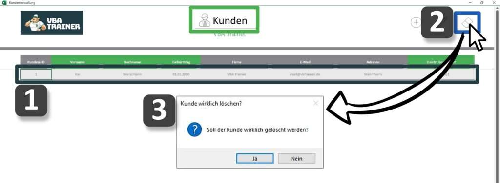 Excel VBA Eingabeformular Funktion Löschen