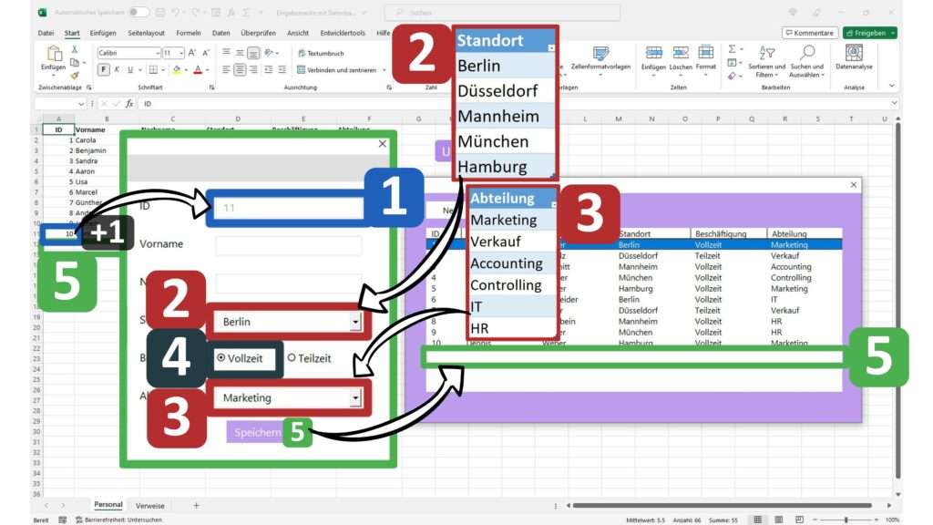 Excel VBA Eingabemaske mit Datenbank Detailerklärung 2