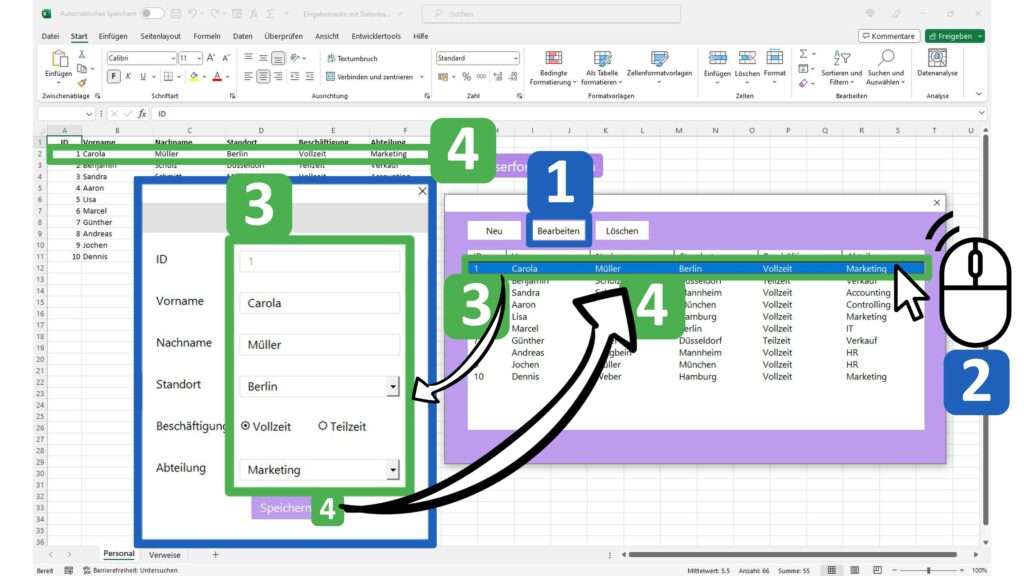 Excel VBA Eingabemaske mit Datenbank Detailerklärung