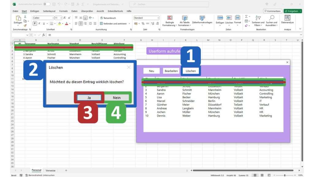 Excel VBA Eingabemaske mit Datenbank