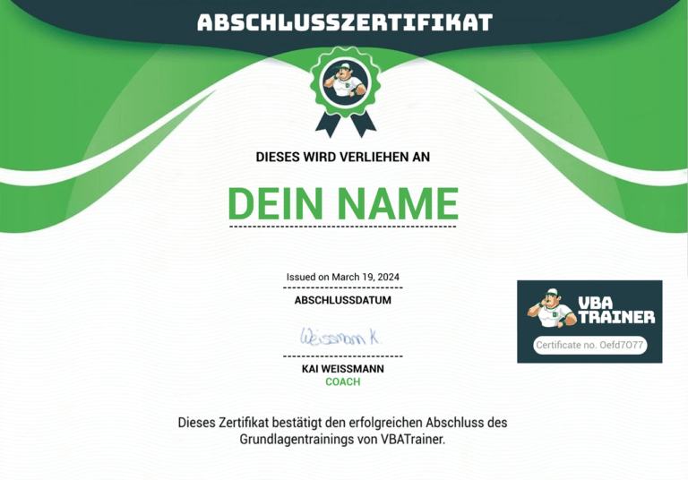 VBATrainer Grundlagentraining Zertifikat